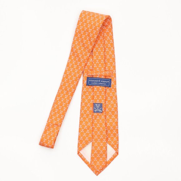 Vineyard Vines 100% Silk Neck Tie University of Virginia Cavaliers Orange - Picture 5 of 5